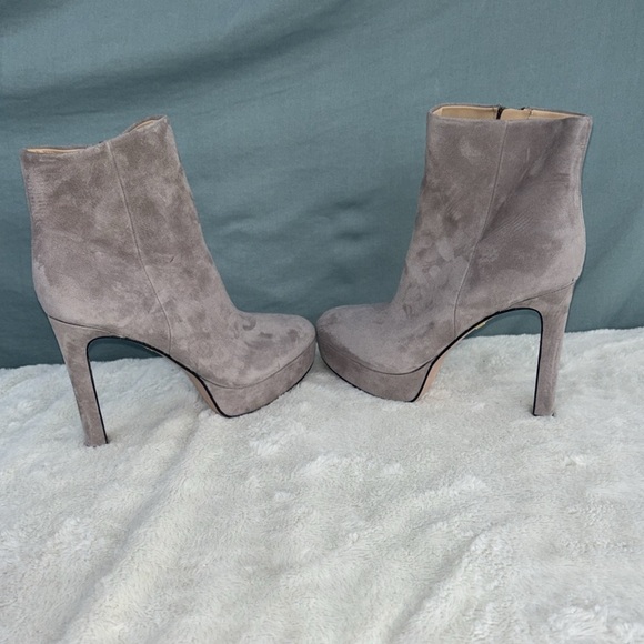 EUC Veronica Beard Dali Suede Platform Boots 5.5M Stiletto Leather Heel Gray - Picture 3 of 8